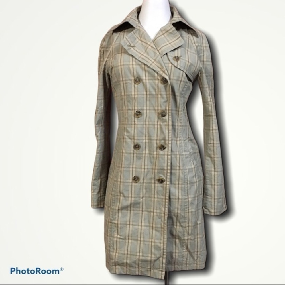 SiSley Plaid Check Trench Coat Jacket